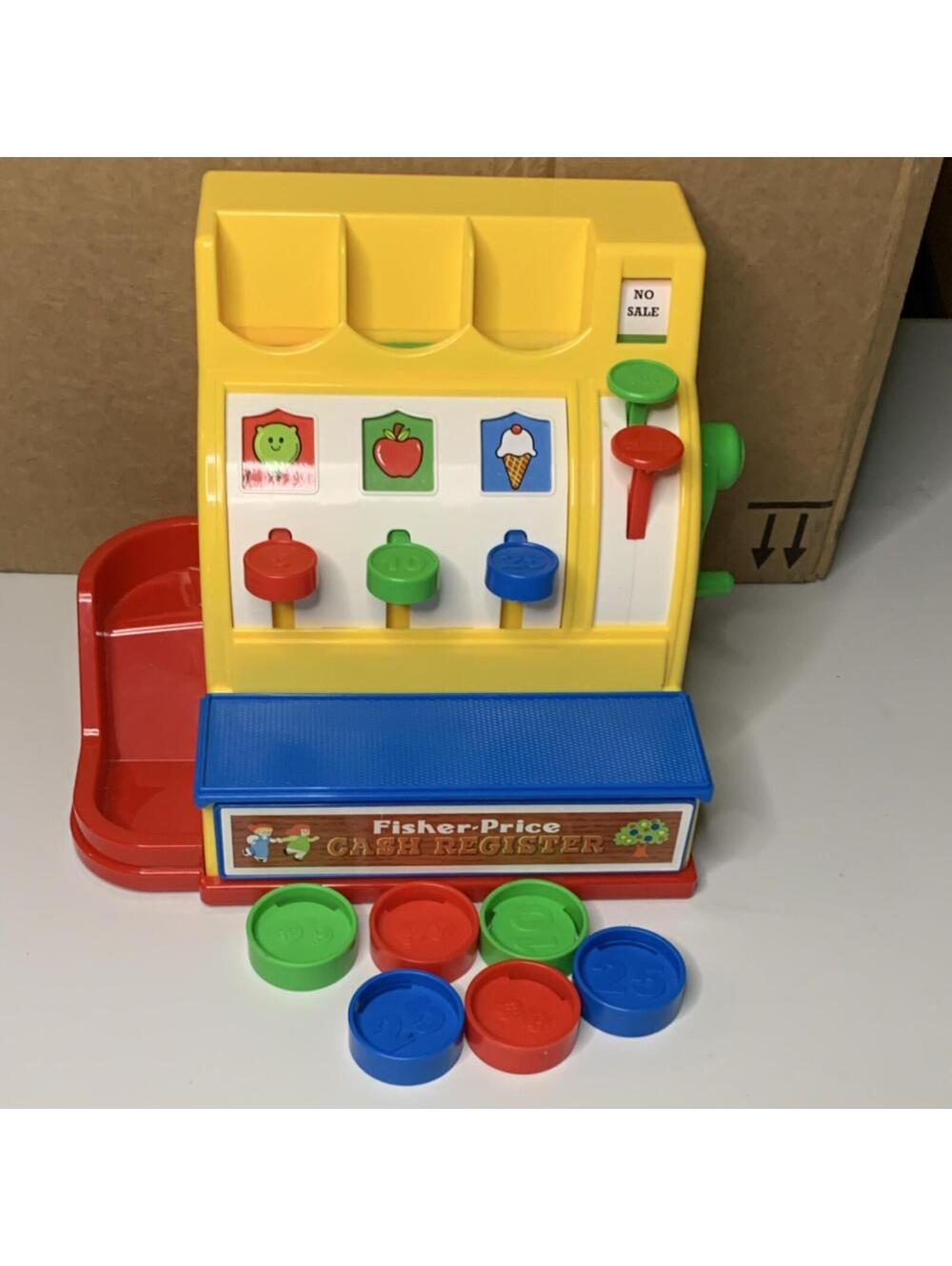 2015 Fisher-Price Little People Cash Register Toy with 6 Coins. Tested: WORKS